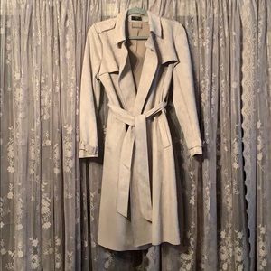 Tahari: faux suede flattering trench coat